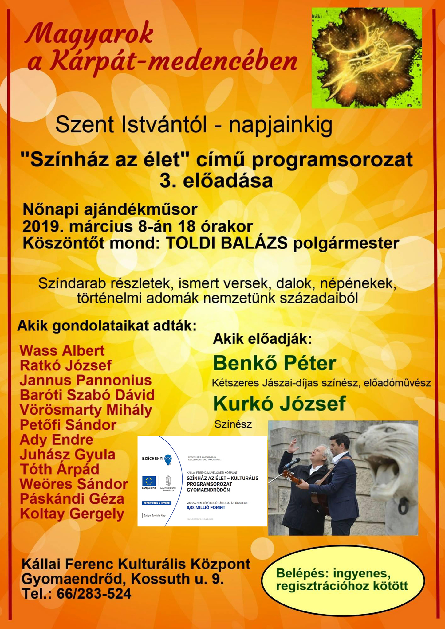 TOP-7.1.1-16-H-ESZA-2019-00221 - Színház az élet - Kulturális programsorozat Gyomaendrődön