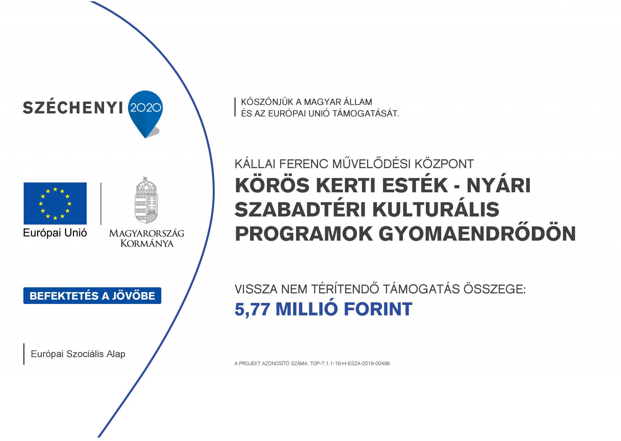 TOP-7.1.1-16-H-ESZA-2019-00499 - Körös Kerti Esték - Nyári szabadtéri kulturális programok Gyomaendrődön