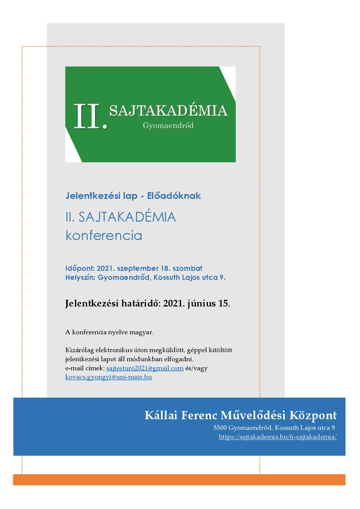 TOP-7.1.1-16-H-ESZA-2019-00500 - Gyomaendrődi Nemzetközi Sajt- és Túrófesztivál szakmai programja