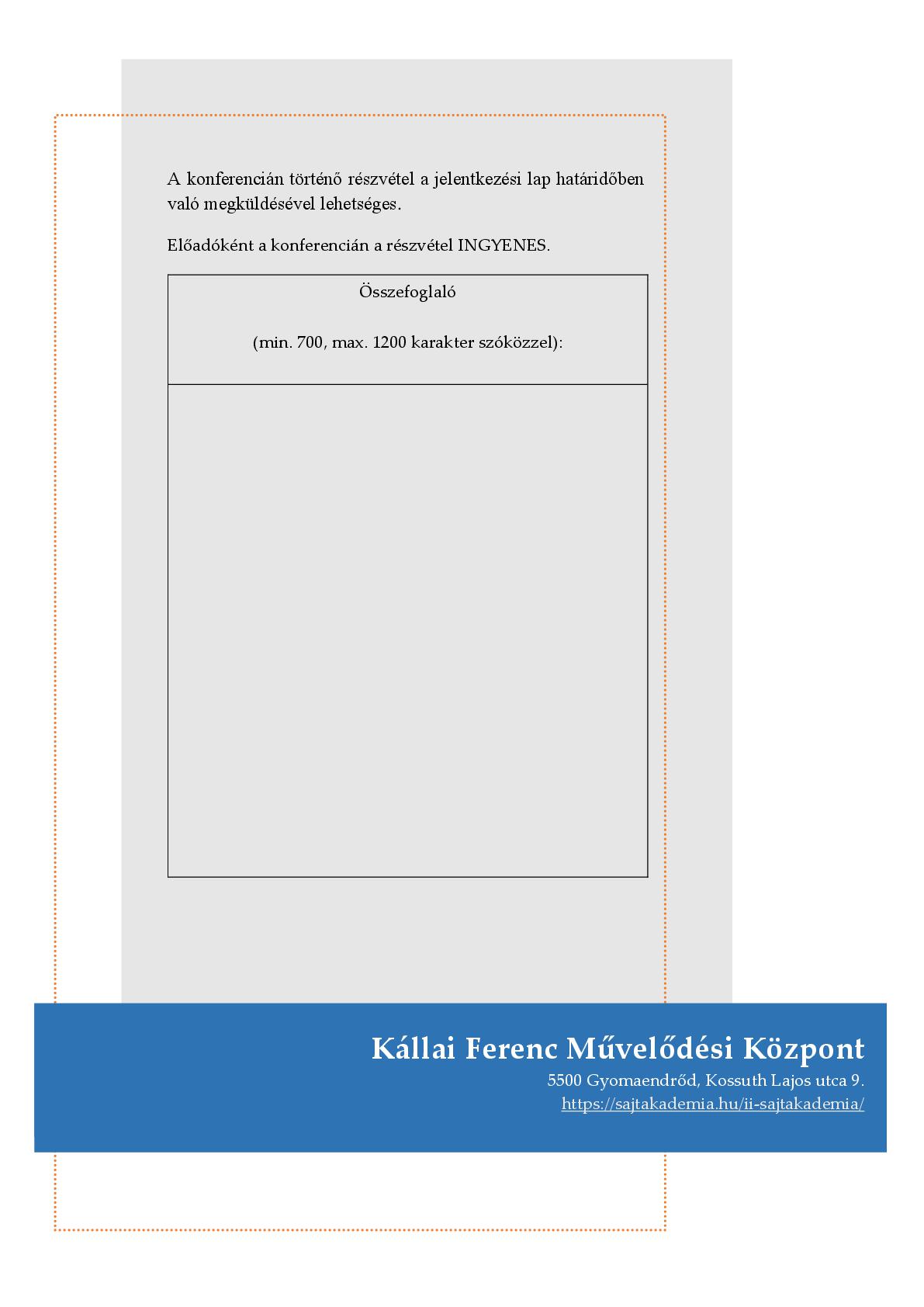 TOP-7.1.1-16-H-ESZA-2019-00500 - Gyomaendrődi Nemzetközi Sajt- és Túrófesztivál szakmai programja