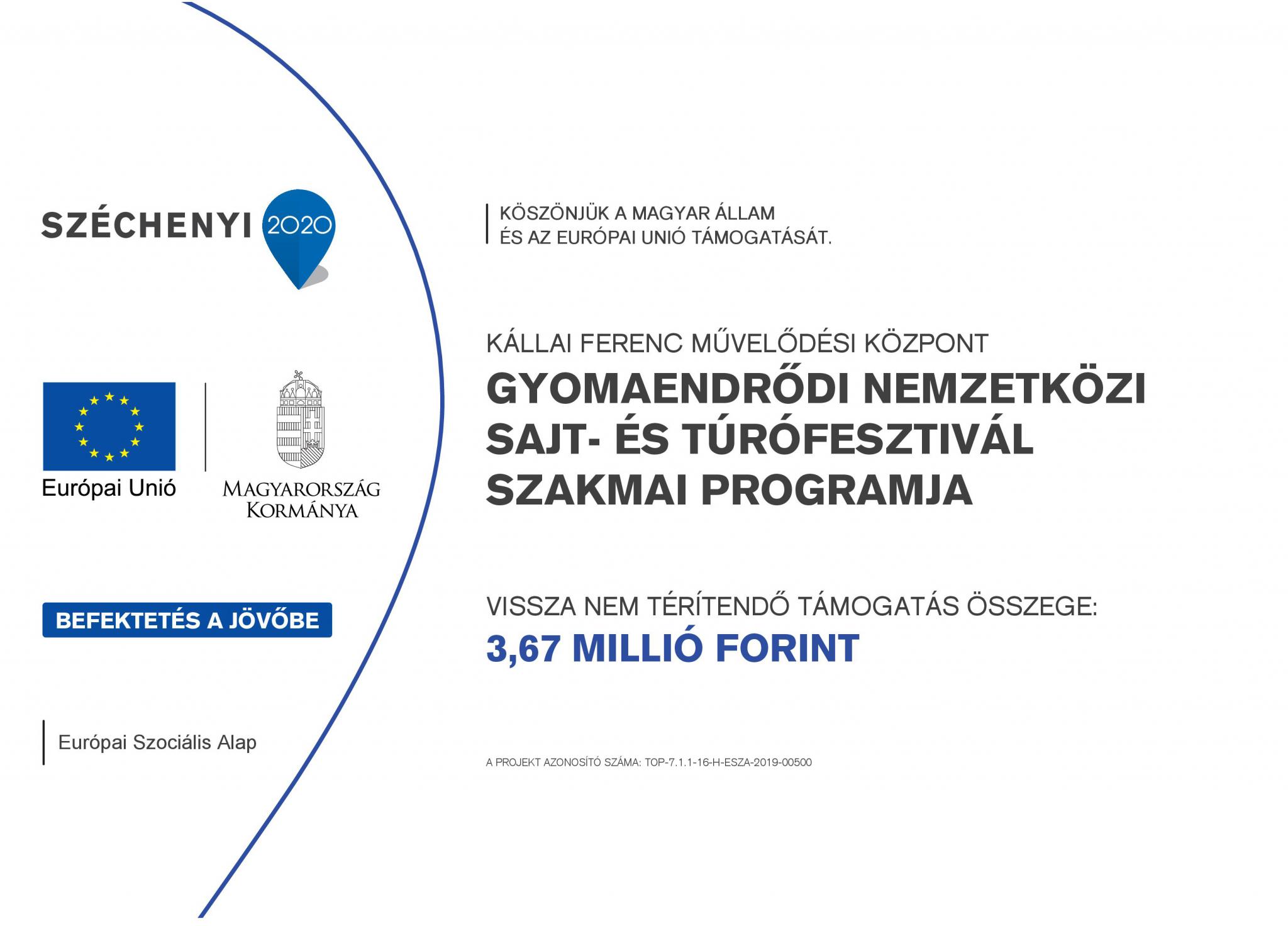 TOP-7.1.1-16-H-ESZA-2019-00500 - Gyomaendrődi Nemzetközi Sajt- és Túrófesztivál szakmai programja