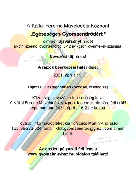 "Egészséges Gyomaendrődért" rajzverseny